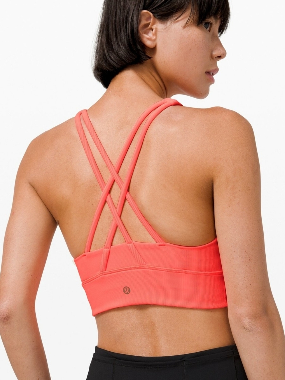 lululemon athletica Energy Long Line Sports Bra — Coral Pink